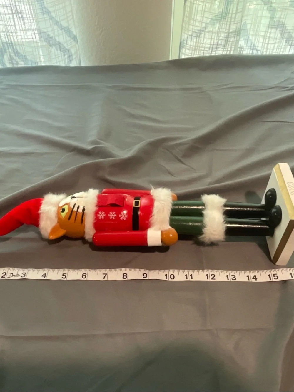 Target Red and Black Cat Nutcracker Figurine with White Trim
